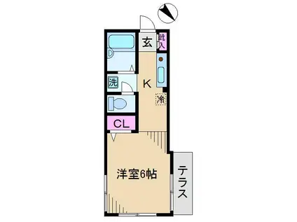 ノイエ・ブルグ東十条(1K/1階)の間取り写真