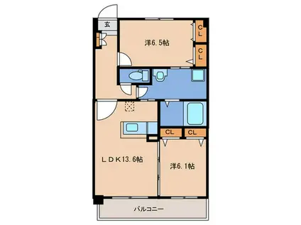 グランドルーチェ駅南(2LDK/8階)の間取り写真