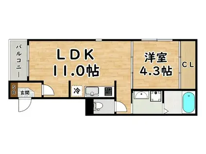 グランデュオSATO(1LDK/3階)の間取り写真