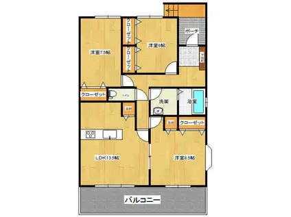 ライズ8(3LDK/2階)の間取り写真