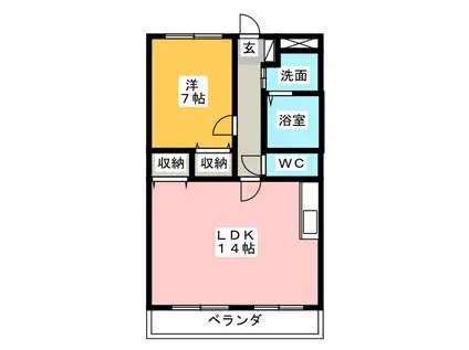 フェアリーテイル(1LDK/2階)の間取り写真