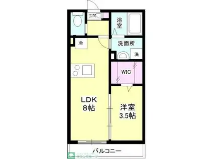 ソレイユ南柏(1LDK/3階)の間取り写真