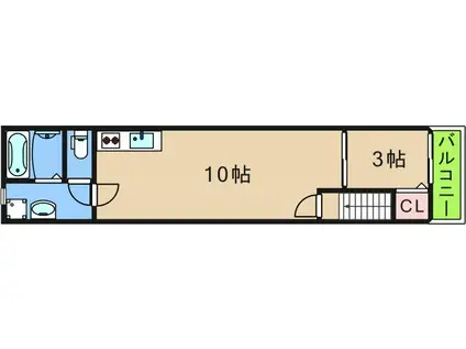 鶴見橋 (1LDK/2階)の間取り写真