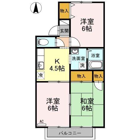セジュールふじいB棟(3K/2階)の間取り写真