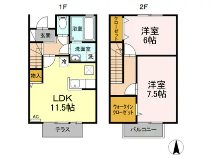 グランドソレーユ(2LDK/1階)の間取り写真