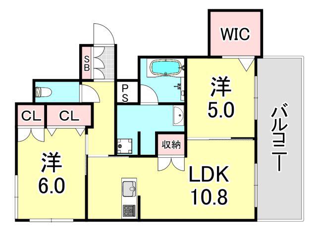 HEBEL MAISON 六甲篠原中町(2LDK/3階)の間取り写真