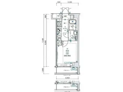 スクエアシティツルミリバーサイド(1K/3階)の間取り写真