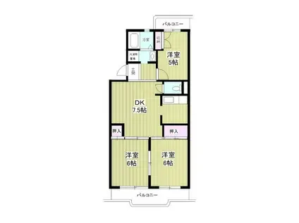 メルヴェイユ ヌー 湘南(3DK/1階)の間取り写真