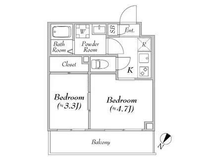 ルネサンスコート高田馬場CALME (2K/2階)の間取り写真