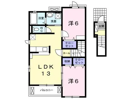 ソレイユ ルヴァン(2LDK/2階)の間取り写真
