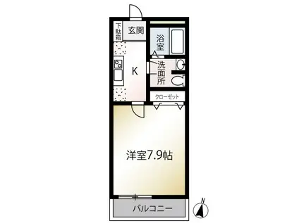 M QUARTO新井宿I(1K/2階)の間取り写真
