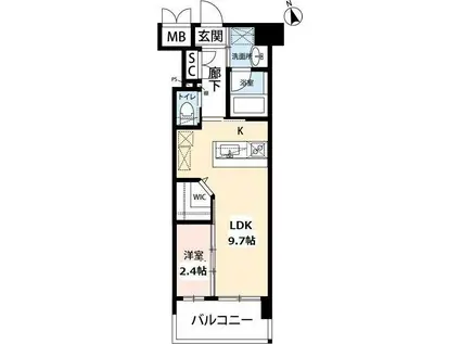 ウィングス西本町(1LDK/12階)の間取り写真