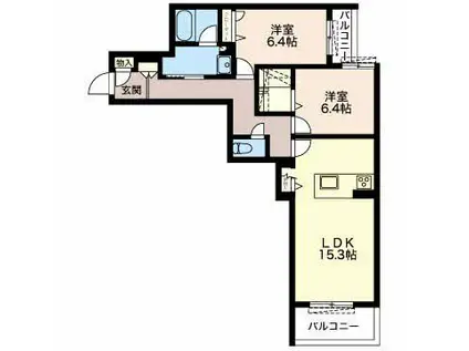 シャーメゾンステージ豊橋(2LDK/3階)の間取り写真
