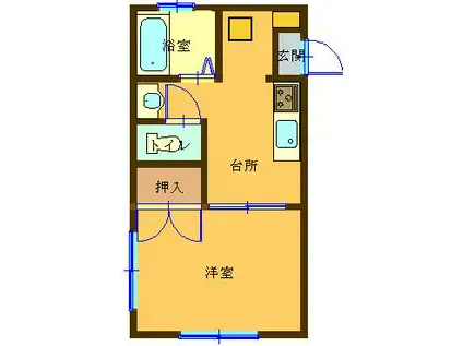 ラウンディスコウエイ(1K/2階)の間取り写真