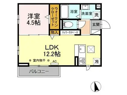 ウィステリアムーン(1LDK/1階)の間取り写真