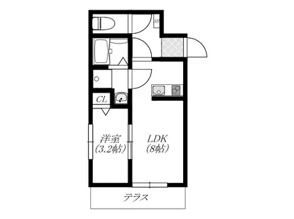 クレストパレス三郷(1LDK/1階)の間取り写真