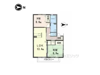 フェリシティーA・C棟(2LDK/1階)の間取り写真