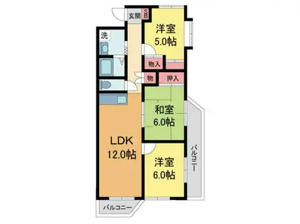 メルヘン宝塚(3LDK/9階)の間取り写真