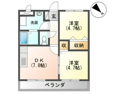 ベイサイド・ハウス(2DK/1階)の間取り写真