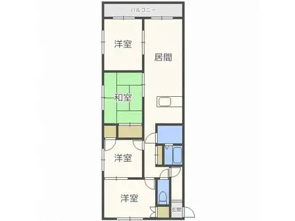 ハピネス伏古公園(4LDK/3階)の間取り写真