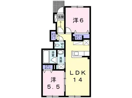 パンプキンIV(2LDK/1階)の間取り写真