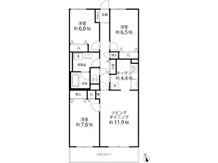 TRガーデン蕨(3LDK/1階)の間取り写真