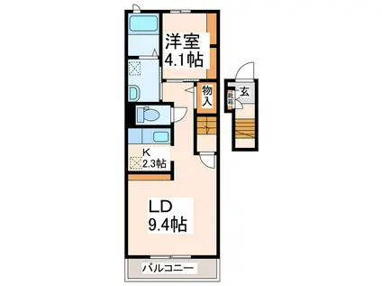 セレノ・リヴァー(1LDK/2階)の間取り写真