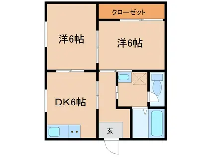 ハイツ三喜I(2DK/1階)の間取り写真
