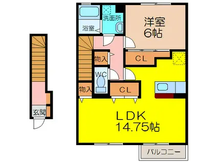 サワディー ファン バーン(1LDK/2階)の間取り写真