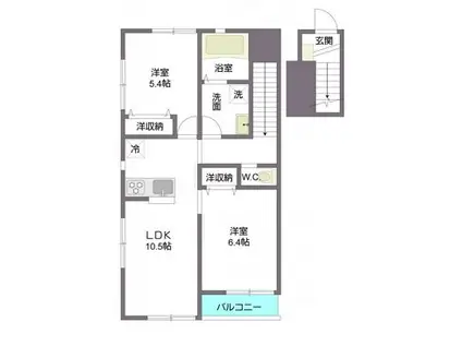 グレイシス三鷹(2LDK/2階)の間取り写真