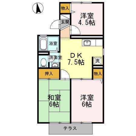 サンヒルズ西山ABC(3DK/1階)の間取り写真