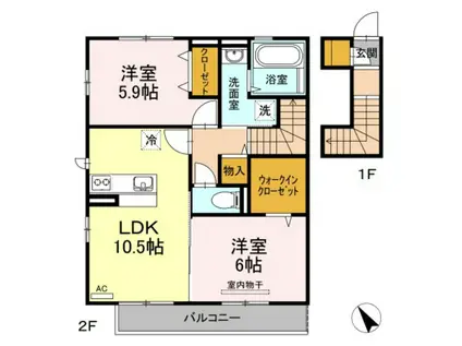 マルベリー(2LDK/2階)の間取り写真