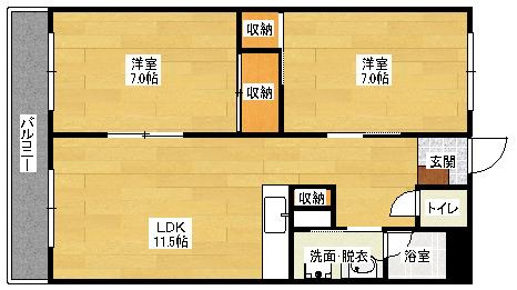 EST中筋(2LDK/1階)の間取り写真