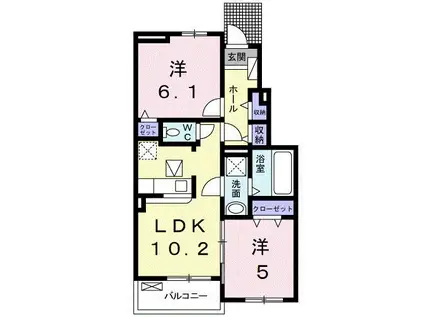 アクエリアス(2LDK/1階)の間取り写真