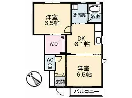 メゾンRYOSEN B棟(2DK/1階)の間取り写真