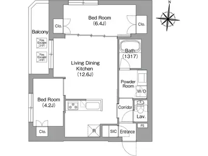 プラネソシエプラス旗の台(2LDK/3階)の間取り写真