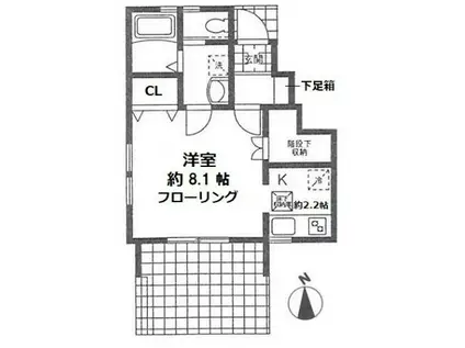ラピスコート菊名(1K/1階)の間取り写真