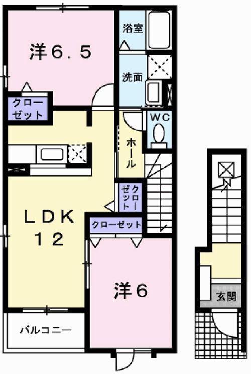 リヨン・たつのA棟(2LDK/2階)の間取り写真