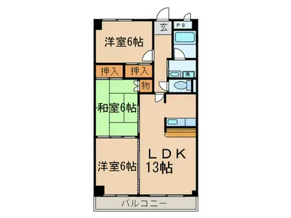 ハビテーション(3LDK/3階)の間取り写真