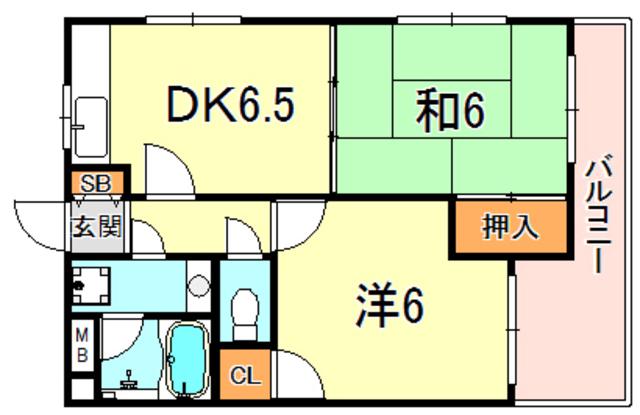 フローリアン住吉(2DK/2階)の間取り写真