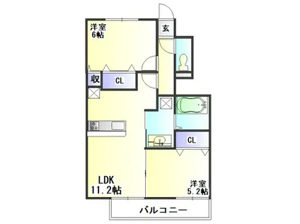 ボヌールメゾン(2LDK/1階)の間取り写真