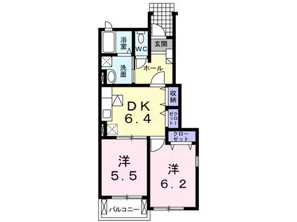 ラブリーコートII(2DK/1階)の間取り写真