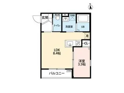 クラムズ黄金(1LDK/3階)の間取り写真