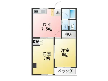 リバーサイドII(2DK/3階)の間取り写真