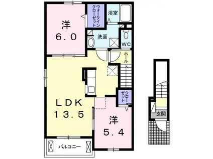 ＪＲ予讃線 伊予西条駅 徒歩38分 2階建 築6年(2LDK/2階)の間取り写真