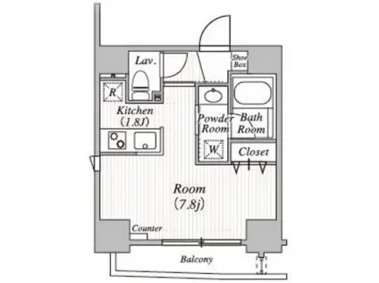 BLANCCIEL三田(ワンルーム/6階)の間取り写真