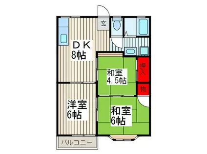 セナールアオキA棟(3DK/2階)の間取り写真