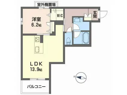 リ・カーサ(1LDK/2階)の間取り写真