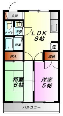 グリーンライフ奥津(2DK/2階)の間取り写真