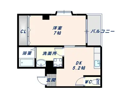 YOONマンション(1DK/5階)の間取り写真